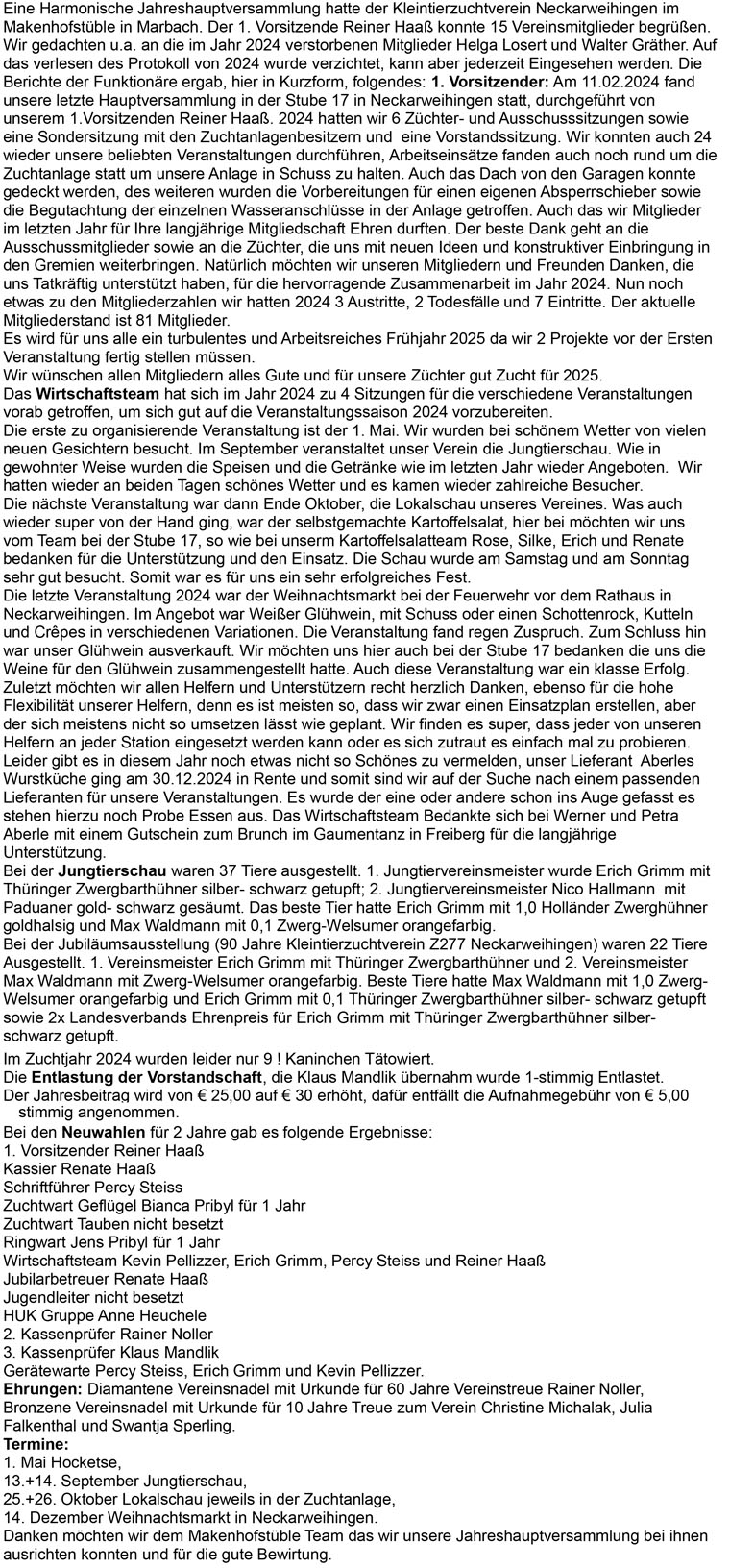 Jahreshauptversammlung 2025