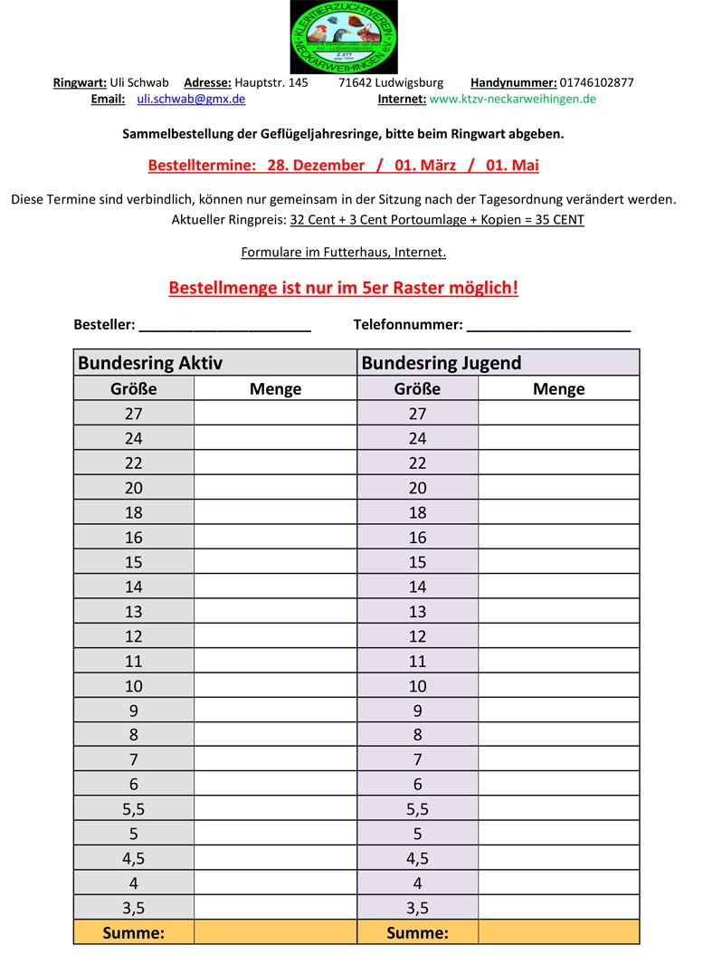 Ringbestellung 2017